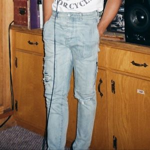 VINTAGE BLUE ZIPPER RIPPED ZANEROBE JEANS